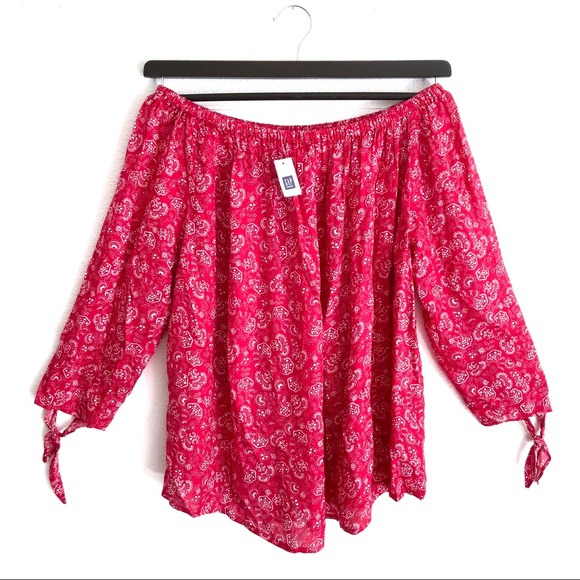 GAP Tops - SOLD! | GAP | Pink Paisley Off-the-Shoulder Blouse